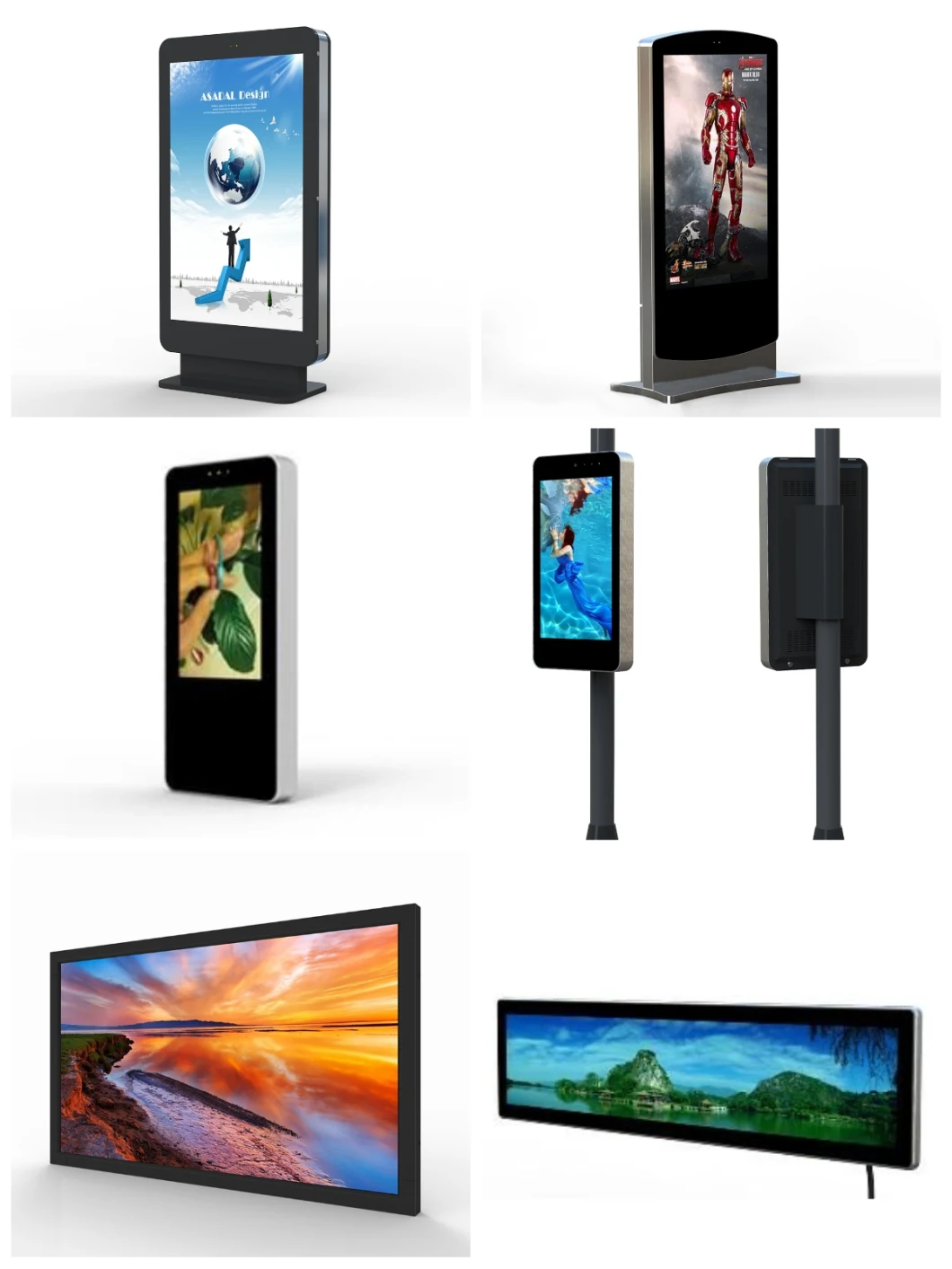 LCD Display Vertical Screen Landing Double Screen Gate Outdoor Advertising Digital Signage Player