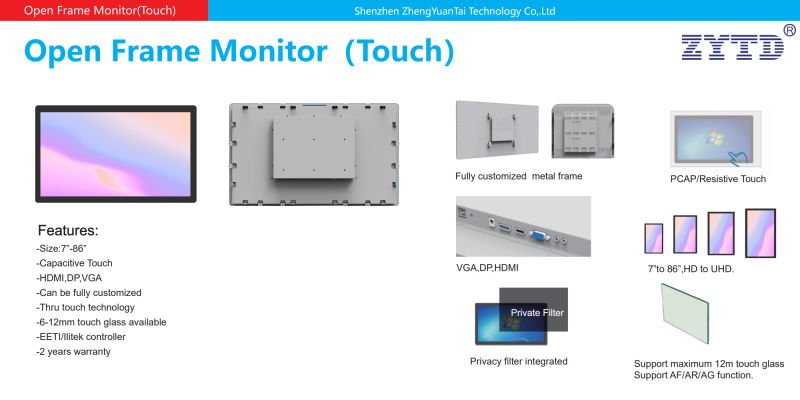 23.8"UHD 4K Pcap Industrial Monitor with 178/178 Wide Viewing Angle