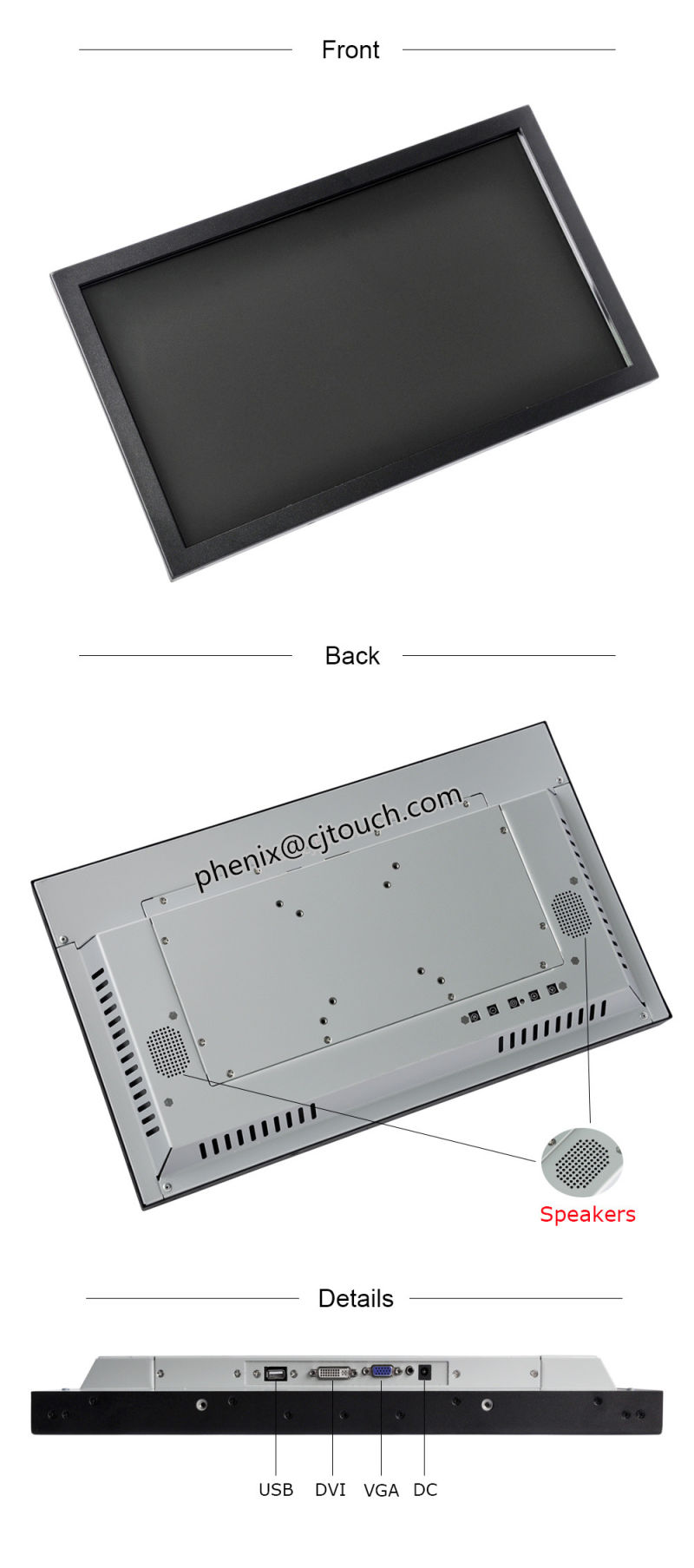 Waterproof IP66 Outdoor Vandalproof Tempered Touchscreen Glass Aluminum Metal LCD Monitors 32inch Cjtouch