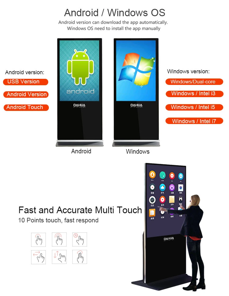 43 Inch LED Floor Stand Digital Signage Screen Kiosk Advertising Media Displayer for Indoor Shopping Mall