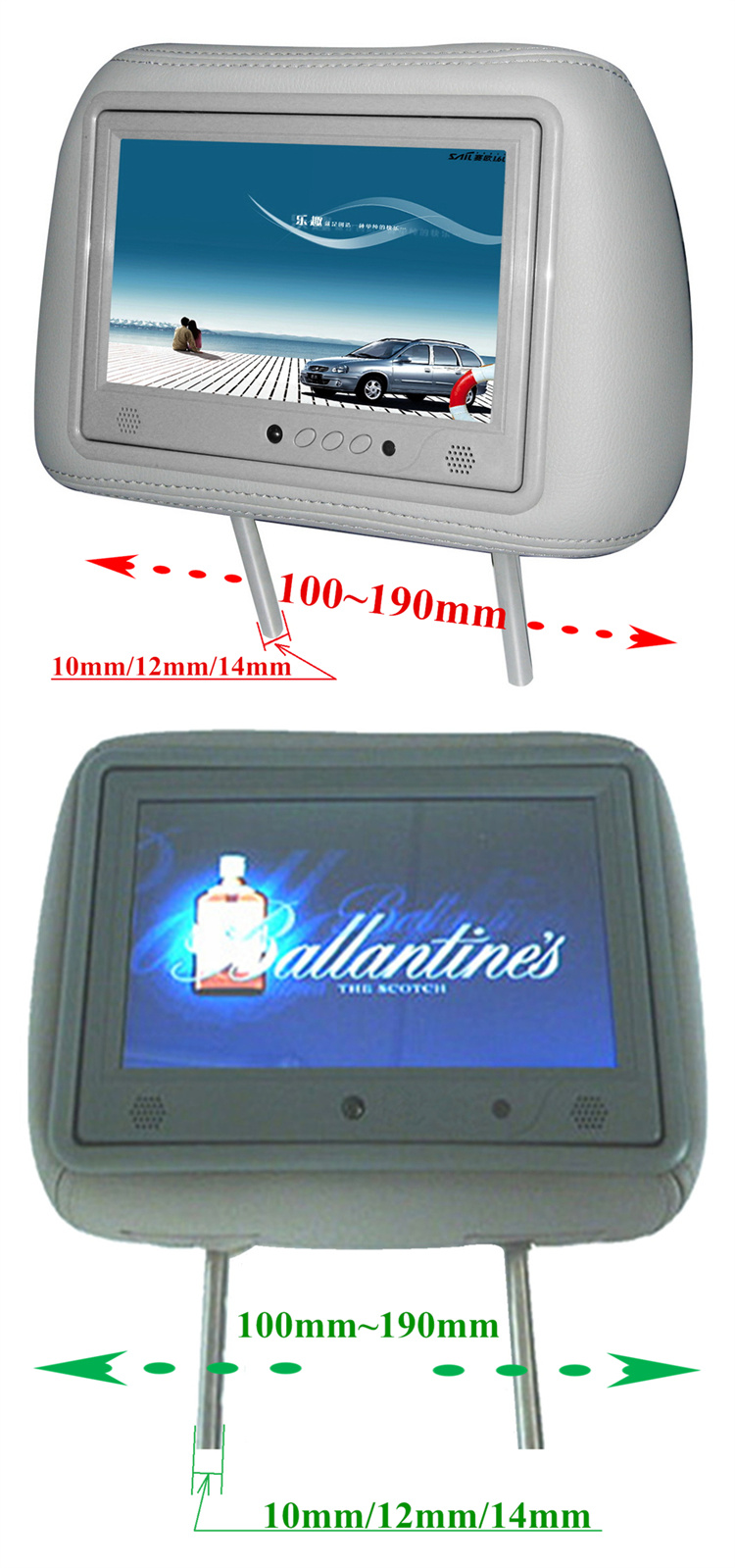 7 Inch Taxi Headrest Advertising Andriod Display LCD Digital Signage Video Broadcaster Bus Ad Signage