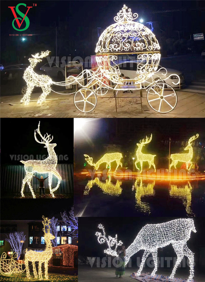 Outdoor Christmas Holiday Decorative Giant Large 3D Reindeer LED Motif Lights