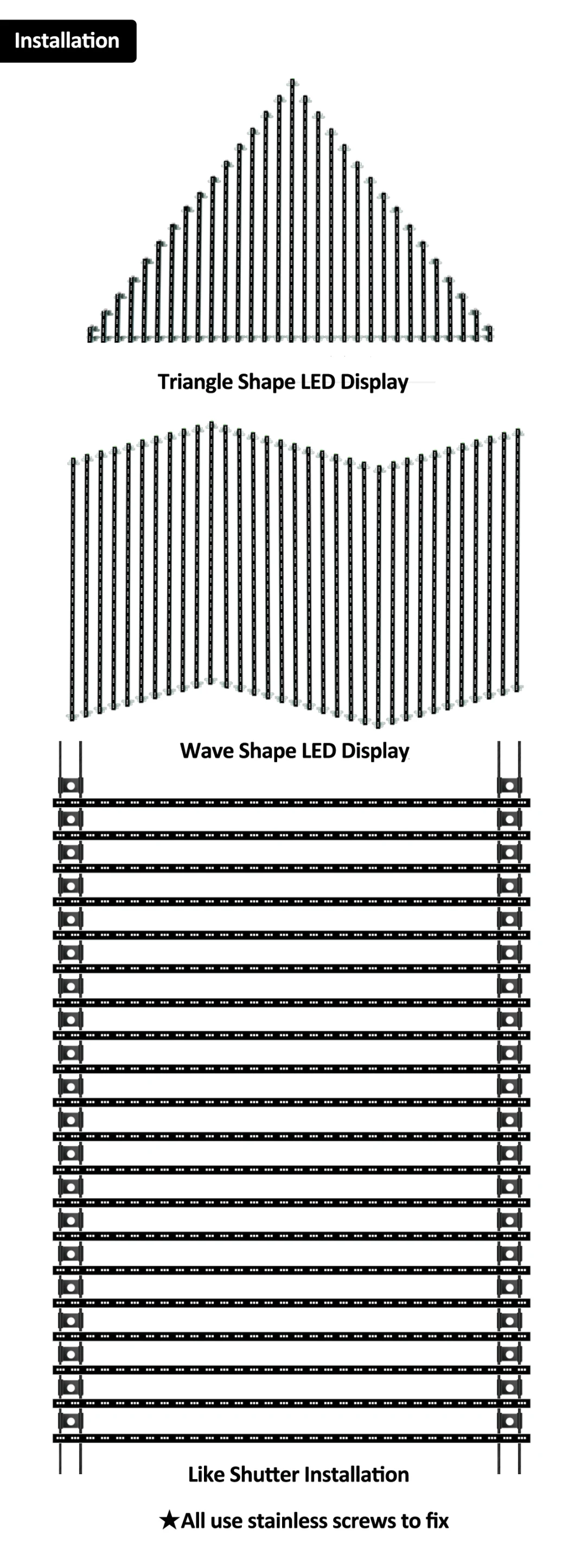 LED Pixel Strip Wall for Retail Advertising Stage Concert Trade Show Commercial LED Video Wall