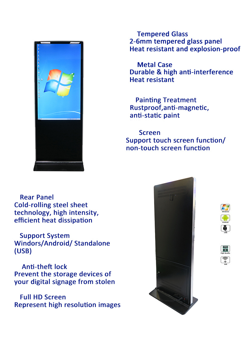 IR Screen Chinese Windows Kiosk Totem Free Standing Interactive Touch Screen