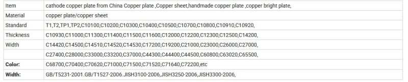 Copper Cathode Coppercopper Copper Cathode Preferential Price 99.99% Pure Copper Cathode
