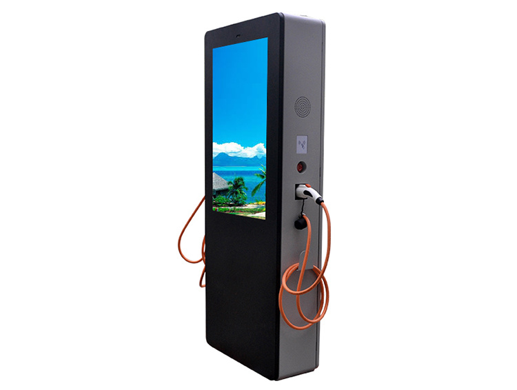 43 Inch Intelligent Double Gun Charging Pile Outdoor Advertising Machine Andriod WiFi Capacitive Touch Screen Advertising Display Bus Advertising Monitor