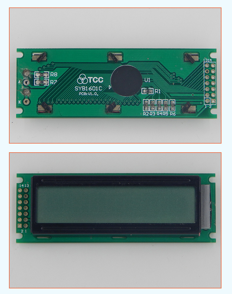 Monochrome Chinese Character I2c LCD 16 Pin 8-Bit Parallel Interface Screen 16X1 LCD Display Module