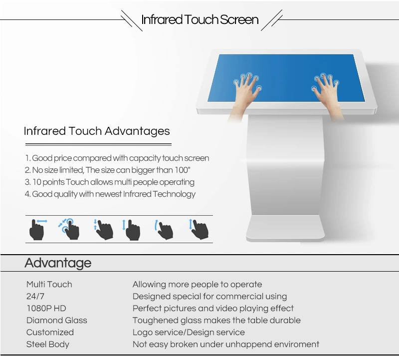 43inch 55inch Floor Standing Interactive Display Touch Screen Kiosk