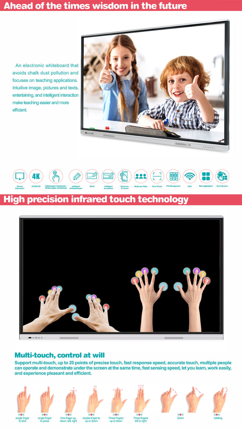 T6 Series 75'' Touch Display Highlight Intelligent Interactive Whiteboard for Conference&Education