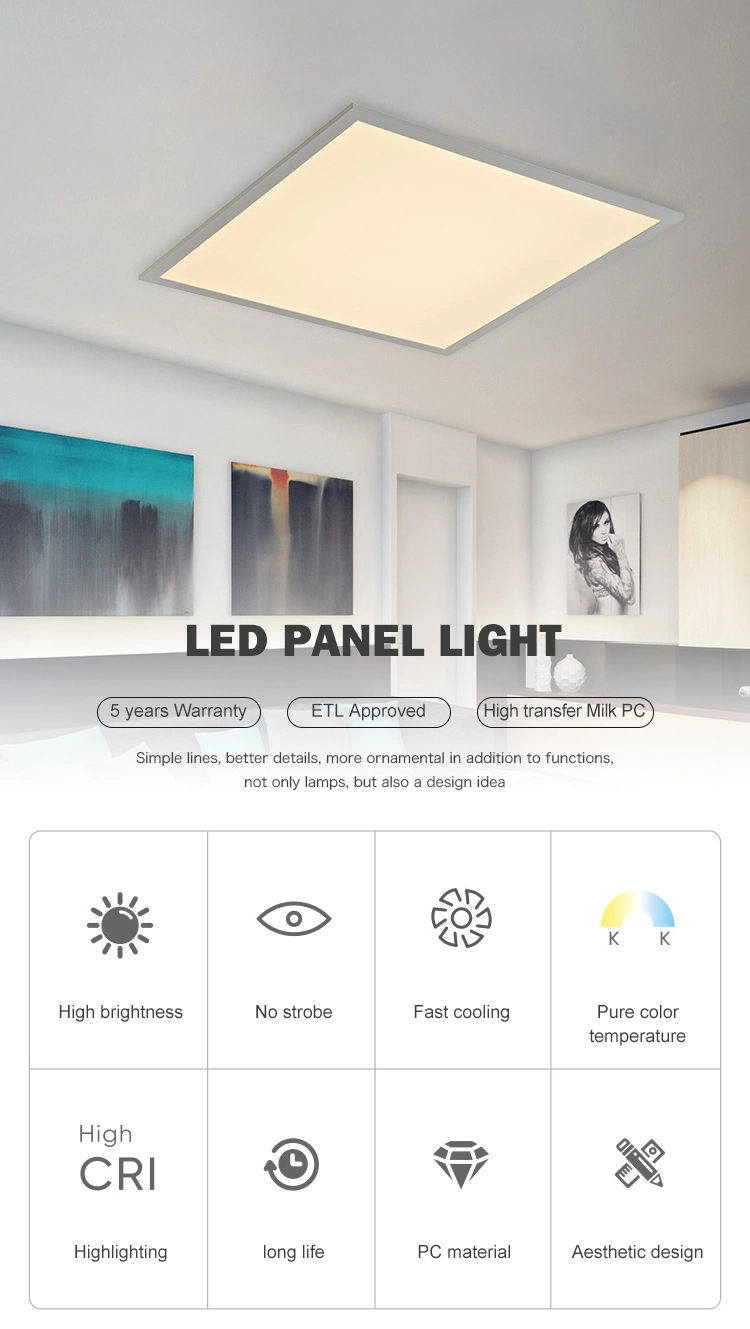 48W Office LED Panel Light 60X60 Recessed LED Ceiling Panel Light Square Commerical LED Panel Light