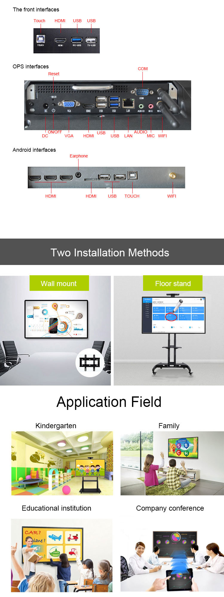 55 Inch Multi Touch Screen Interactive Electronic Whiteboard Digital Interactive Whiteboard