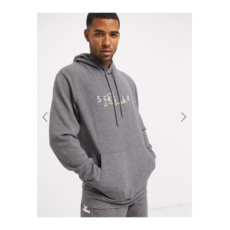 Oversized Hoodie with Signature Embriodery Logo in Grey