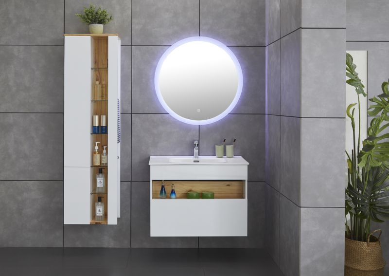 MDF Bathroom Cabinet with Side Cabinet and LED Mirror