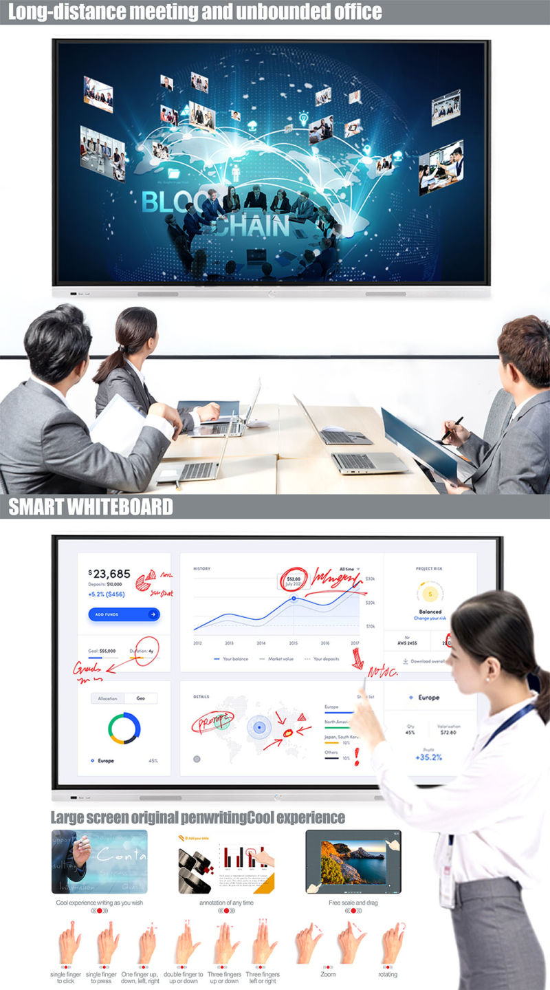 T6 Series Nesting 65 Inch Touch Screen Display Interactive Whiteboard Interactive Projector Touch Screen Display Whiteboard