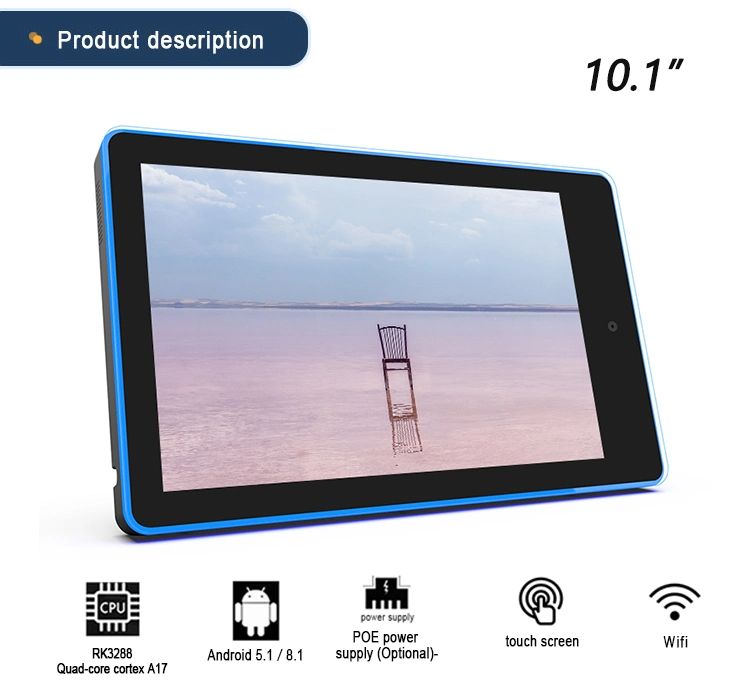 Wall Mounted Android Poe Tablet 4 Side Light Bar Poe Power 10 Inch Android Tablet