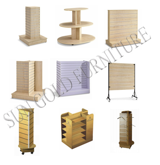 Double Sided Slatwall Display Fixture, Wooden Display Stand (SZ-WD007)