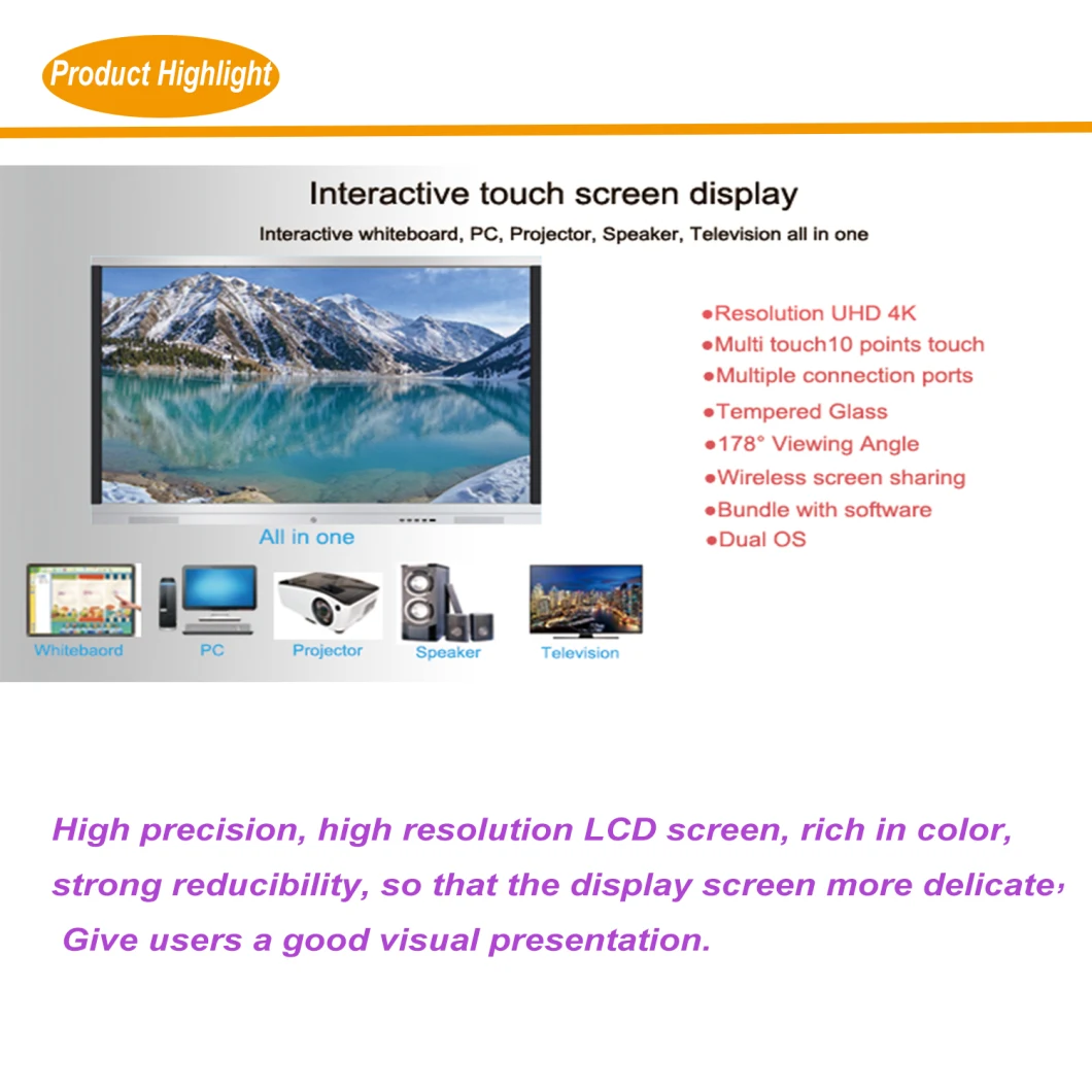 4K UHD Education Interactive Flat Panel Display Smart Board