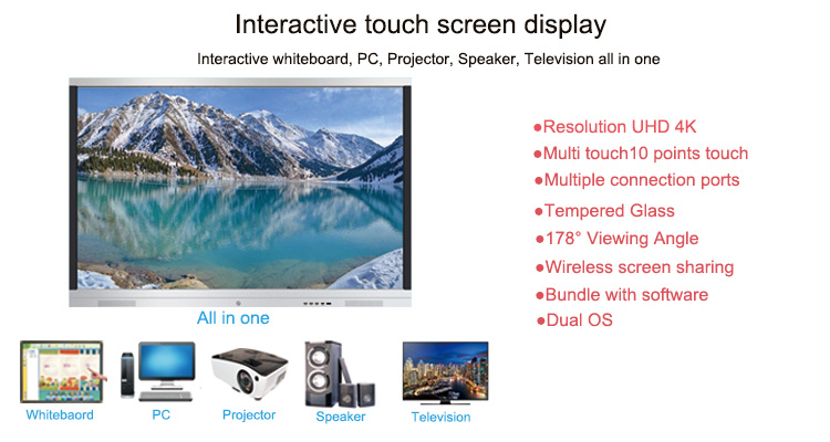 65 Inch All-in-One PC IR Touch Screen Interactive Flat Panel
