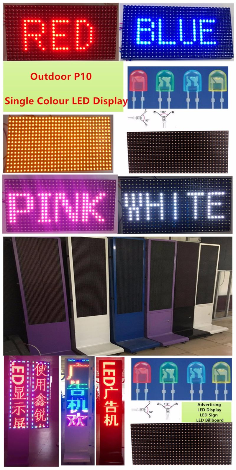 Single Colours Outdoor and Semi-Outdoor P10 LED Screen/ Display