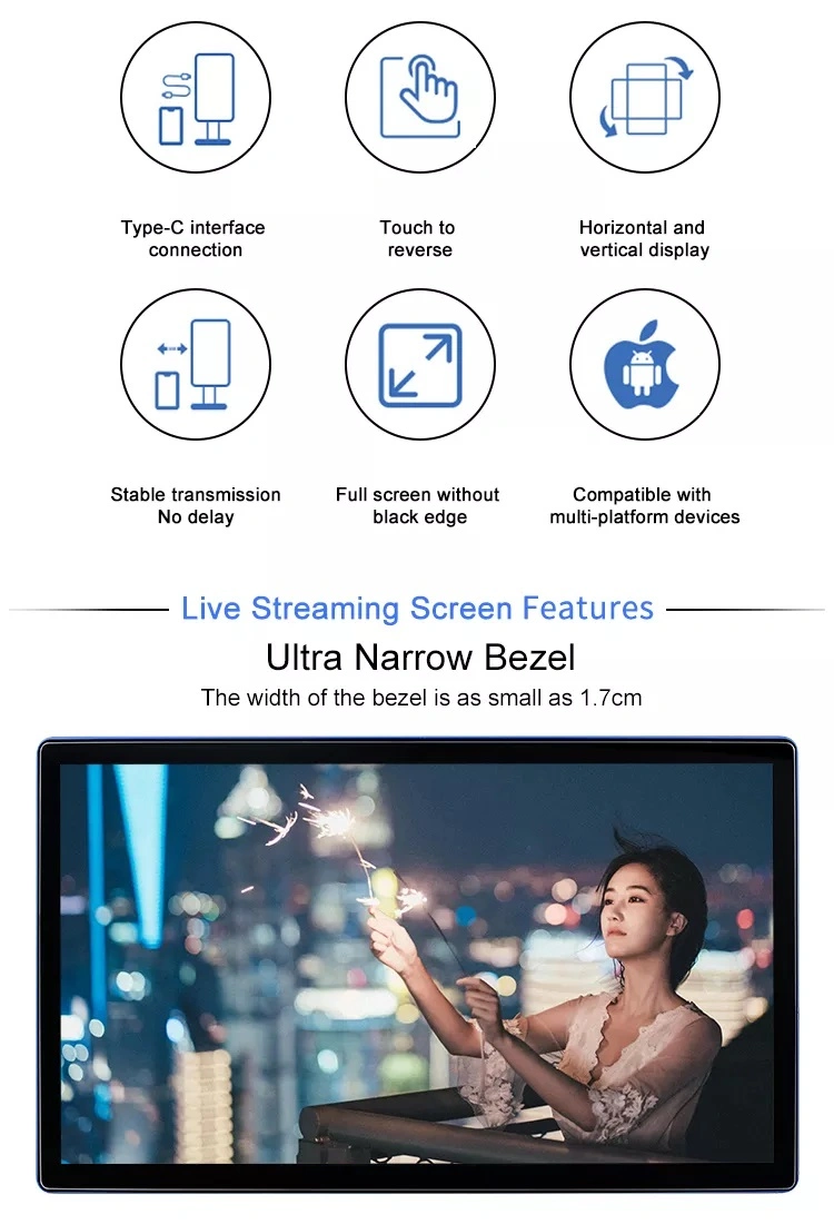 21.5 Inch Live Streaming Broadcasting Mobile Live Streaming Broadcasting Equipment with LCD Screen Touch Monitor