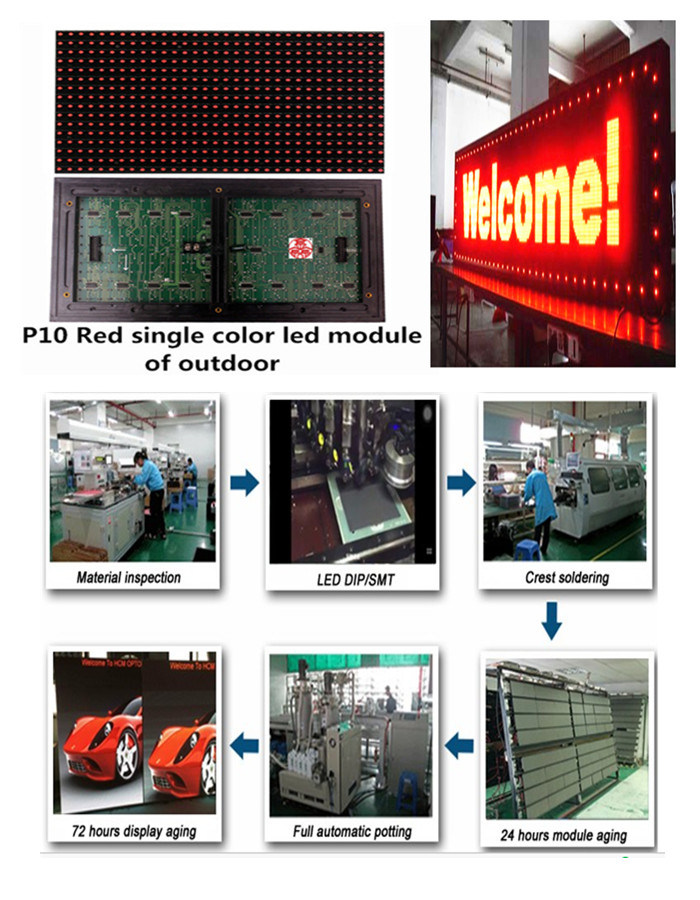 Outdoor & Semi-Outdoor Single Red P10 LED Display/ Module Screen