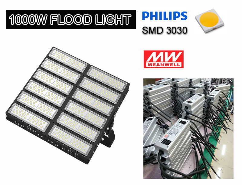 Energy Saving High Lumen IP65 Waterproof Outdoor LED Floodlight 100W/200W/300W/400W/500W/600W/800W/1000W/1200W High Temperature Resistant LED Flood Light