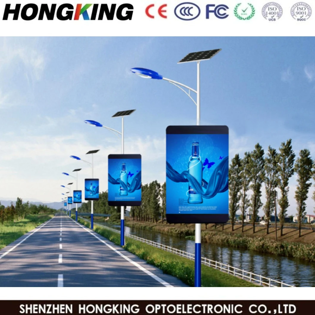 Sunlight Readable LED Screen Outdoor Street Pole Advertising Board P5 LED Display for Lamp Post