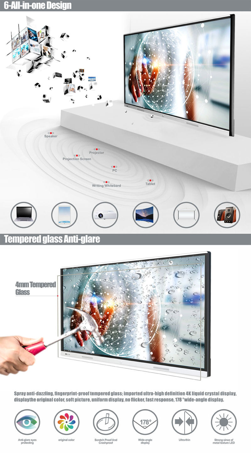 T6 Series Nesting 86 Inch SKD Wireless Interactive Whiteboard Wall Mounted Interactive Whiteboard