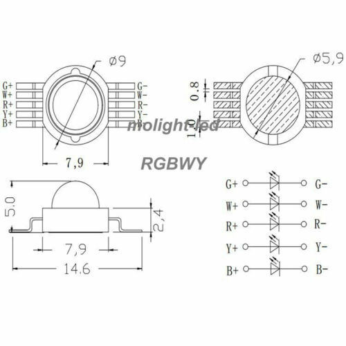 10W Rgbwy High Power LED Chip for LED Stage Lighting