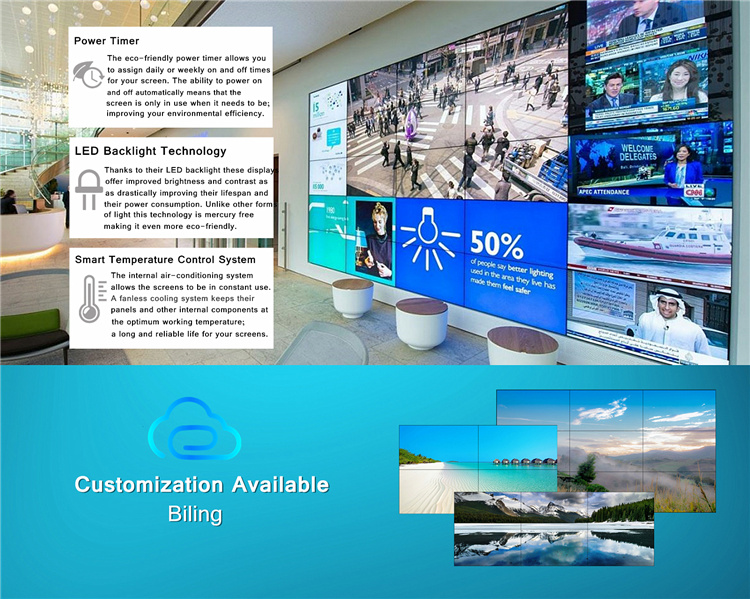 Advertising TV Screens 46 Inch Video Wall Touch Interactive Display Advertising LCD Screen Ultra Thin LED Digital Signage