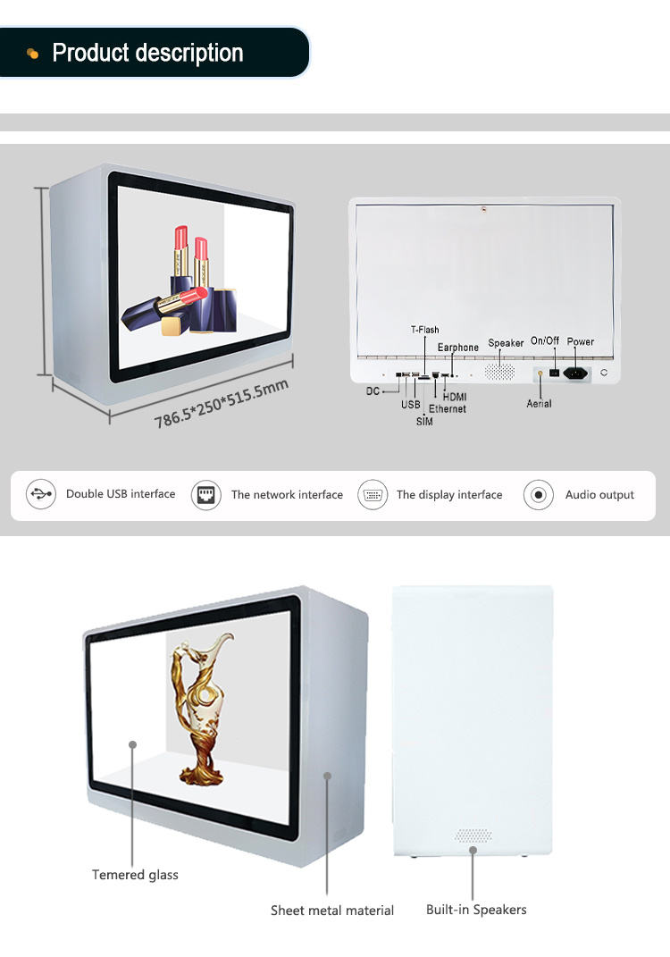 Transparent LCD Screen Commercial Video Advertising Player