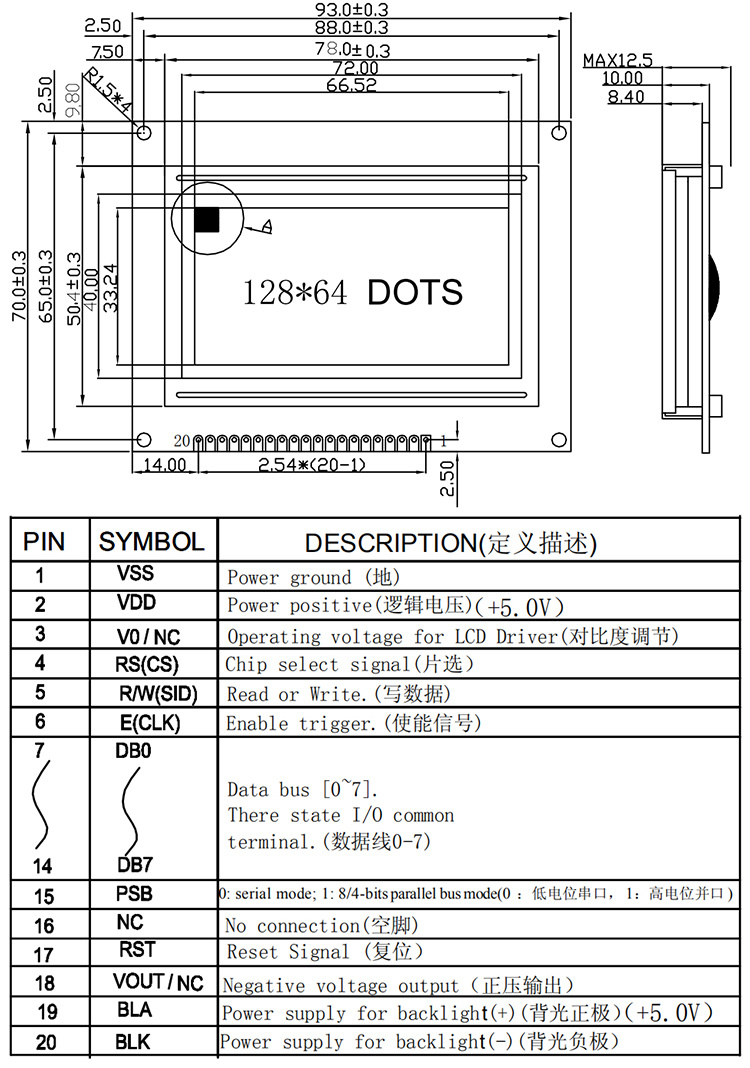 Stn LCD Screen 128X64 COB LCD Module Pinned LCD Graphics Display