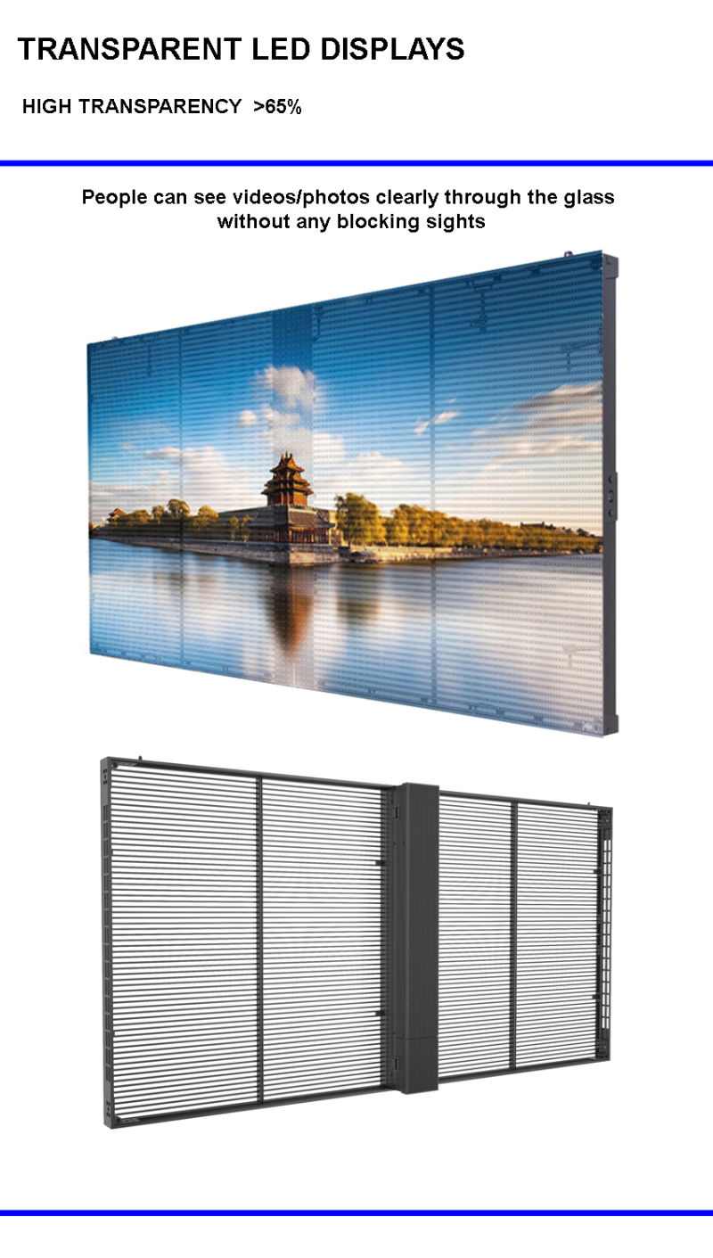 Indoor P7.8 Glass LED Video Commercial Wall Transparent LED Display Screen