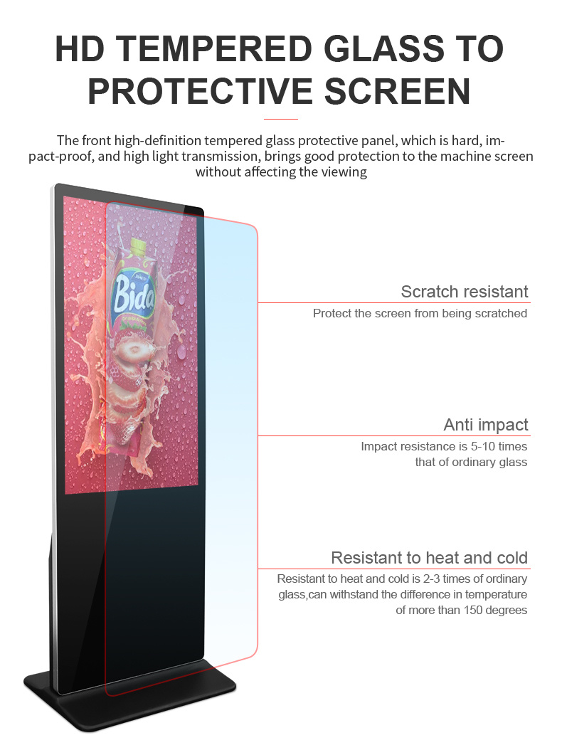 43 Inch Touch Screen Standing Kiosk Ad Players Digital Signage Display Screens LCD Smart Vertical Advertising
