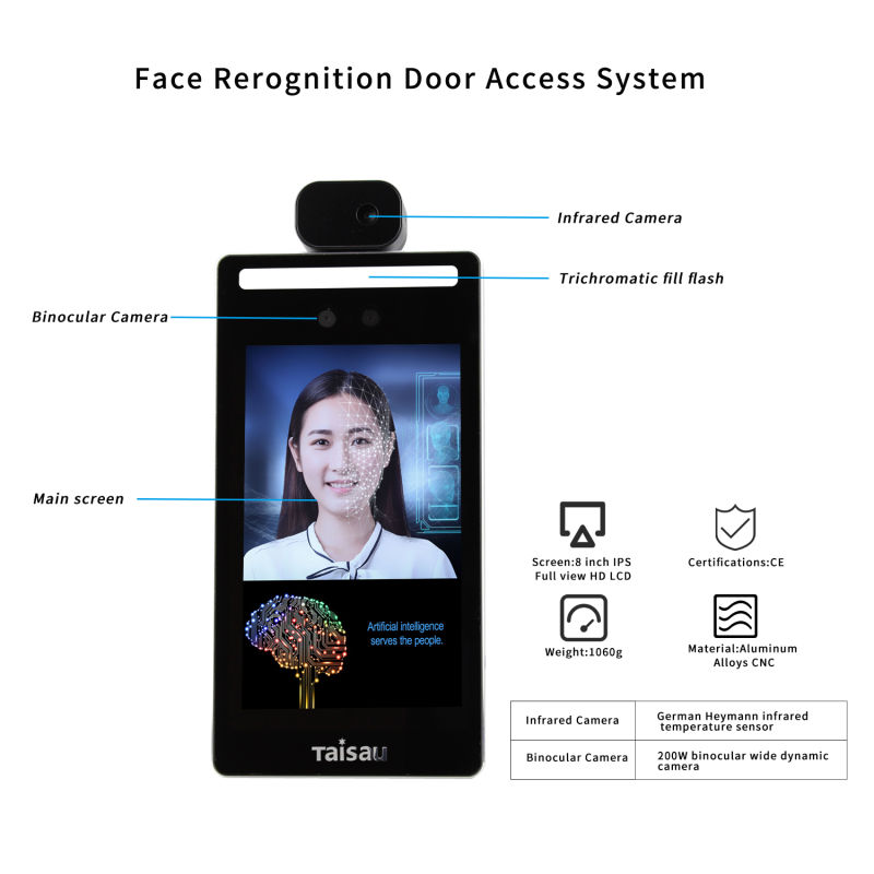 T7708 Diverse Languages Facial Recognition System with Dynamic Face Recognition HD Camera Shool Access Control Time Attendance Software System