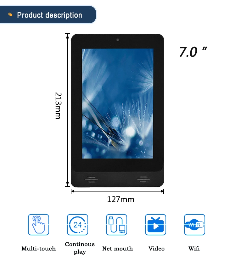 Wall Mount Poe Tablet Android 8.1 Rk3288 7inch Industrial Tablet