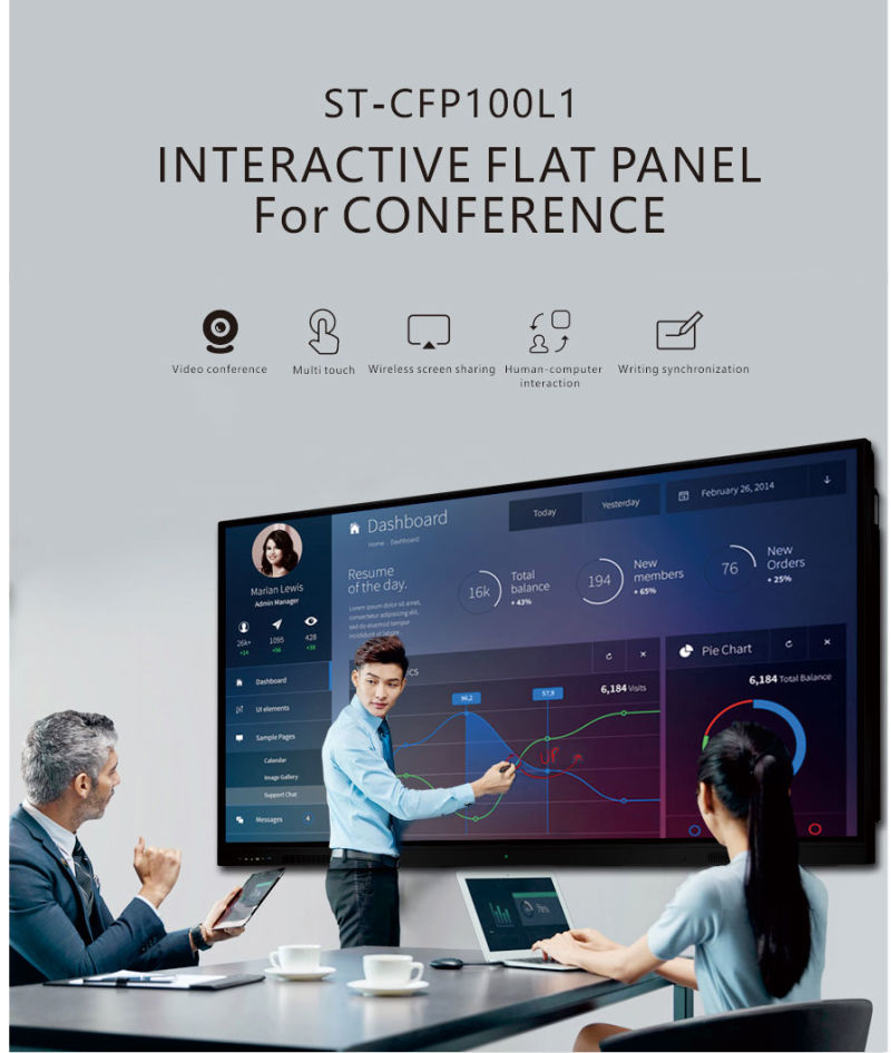 100 Inch LED Display Infrared Touch Conference Interactive Flat Panel