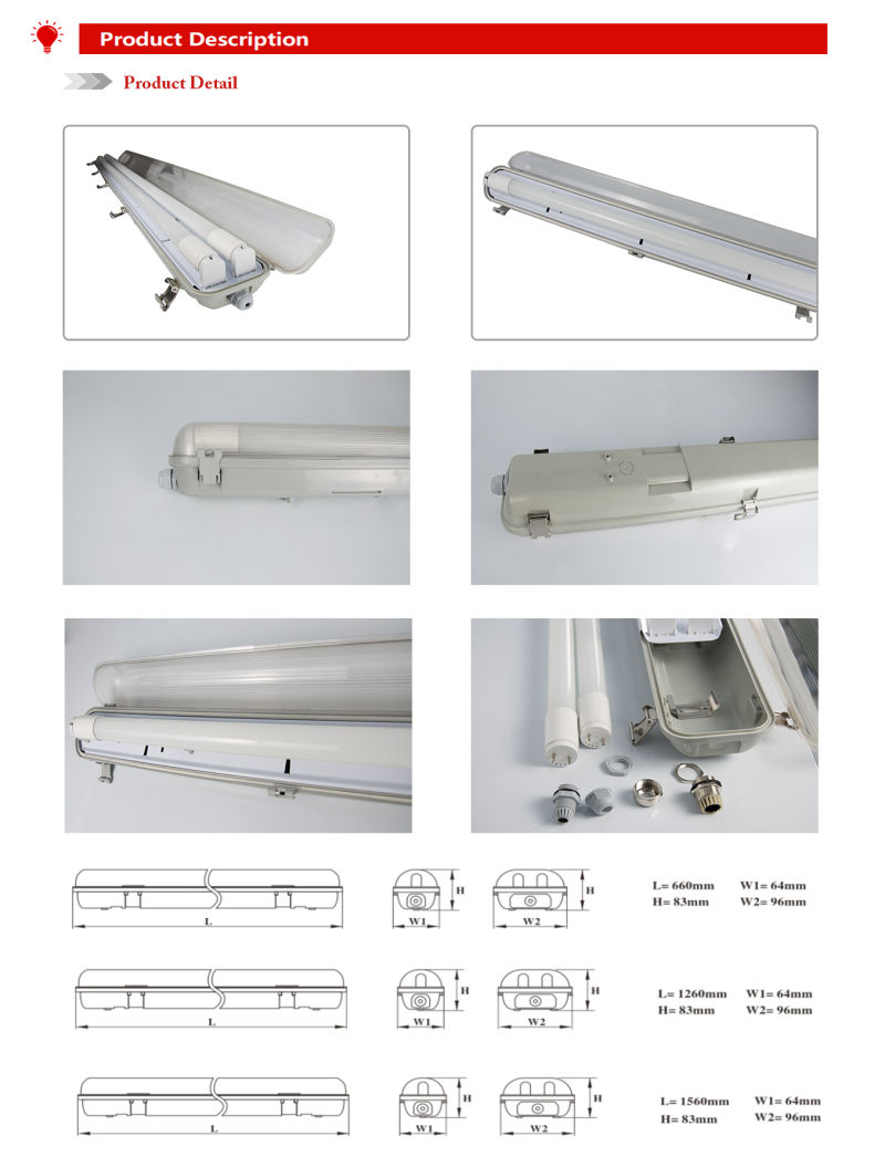 LED IP65 Outdoor Tunnel Industrial Waterproof Triproof Linear Light (LLX158B)