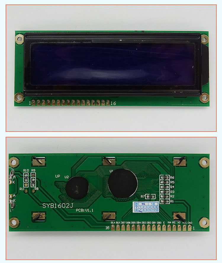 16X2 LCD Display Module 16pin 8-Bit Parallel Interface Screen 1602 LCD Character Display
