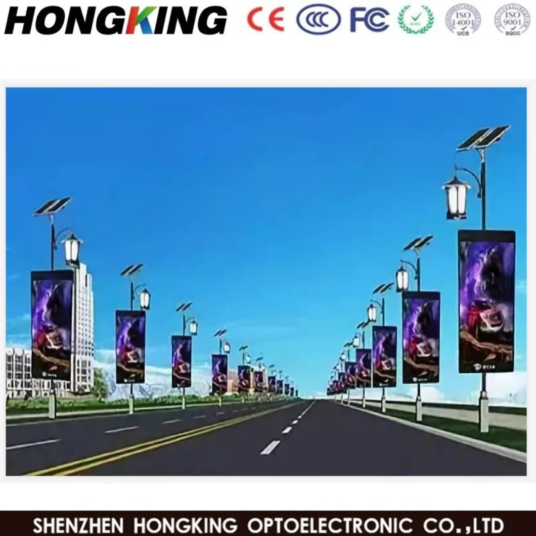 Sunlight Readable LED Screen Outdoor Street Pole Advertising Board P5 LED Display for Lamp Post