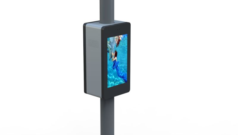 Outdoor 55 Inch iPhone Type Interactive Pole Display Screen
