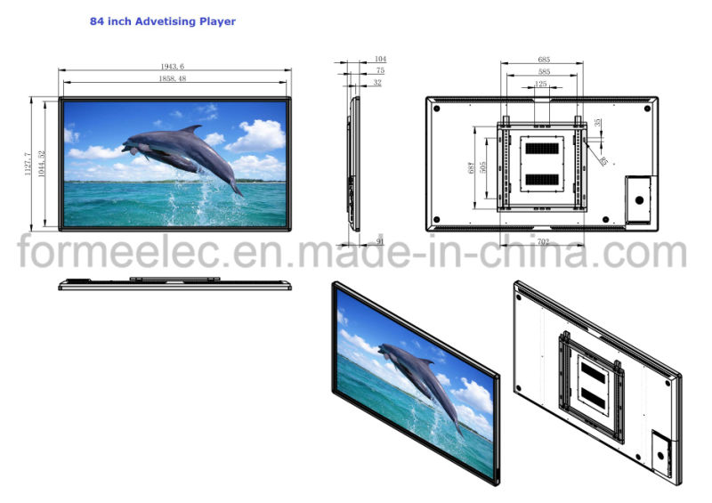 84 Inch Standalone Advertising Player LCD Ad Display Digital Signage