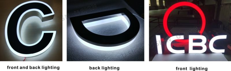 OEM Modern LED Backlit Stainless Steel Number Sign Reverse 3D LED Letters Sign
