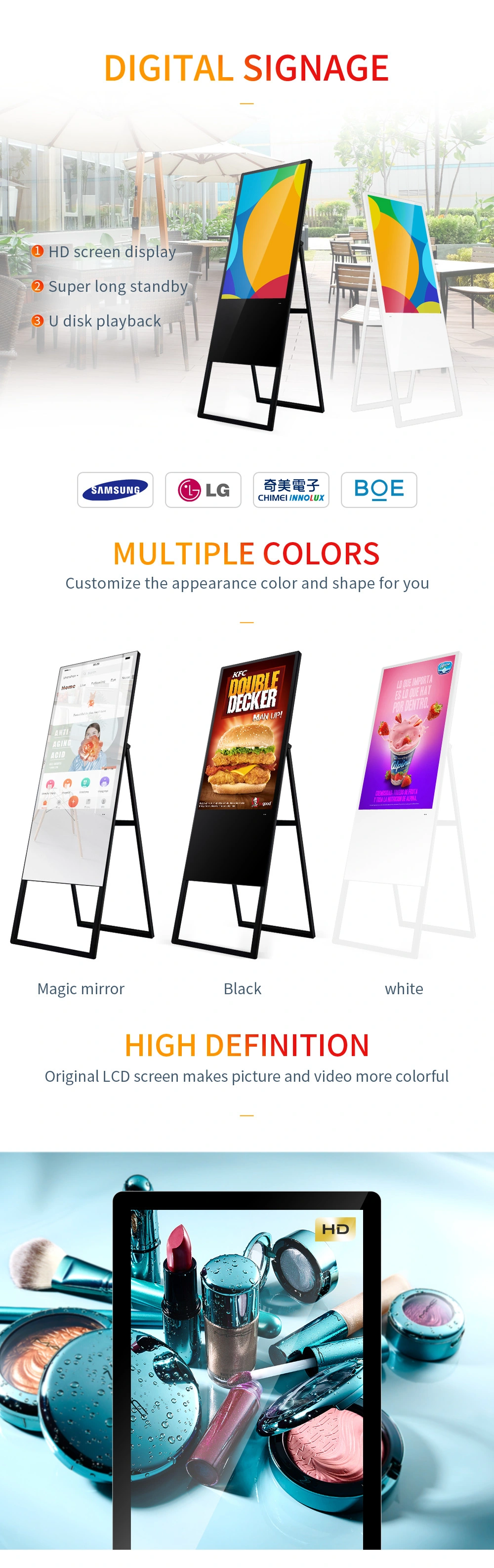 Best Quality 32 Inch Touch Screen Floor Standing WiFi Android Full HD Advertising Digital Poster
