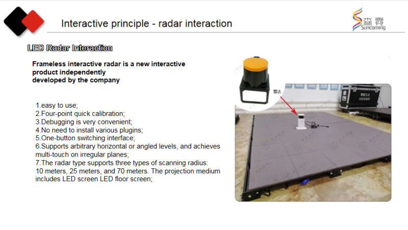 Radar Body Interactive LED Display / LED Interactive Sensitive LED Dance Video Floor Display Screen