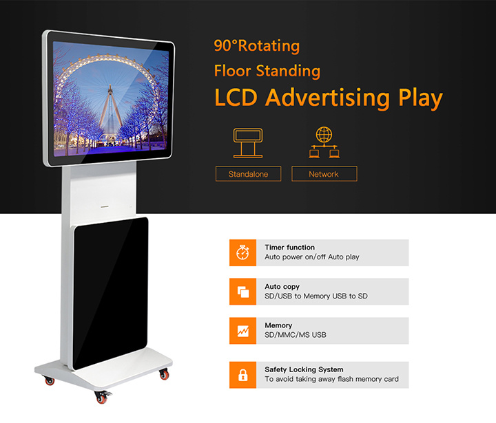 Rotatable LCD Display 55 Inch OEM Digital Signage Screen WiFi Advertising Screen LED Digital Signage