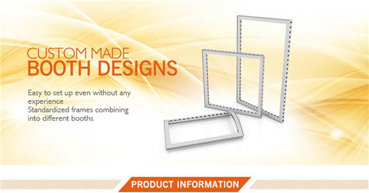 Trade Show Advertising Exhibition Booth in Black Textile Frame Stand