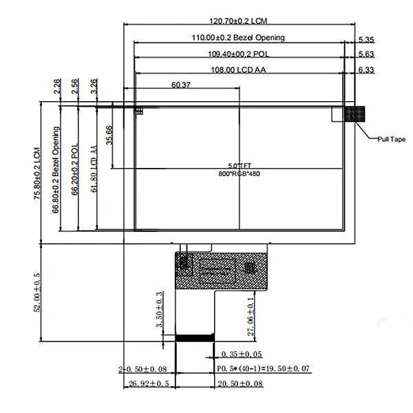 Standard TFT LCD Display Module 40pin 5.0