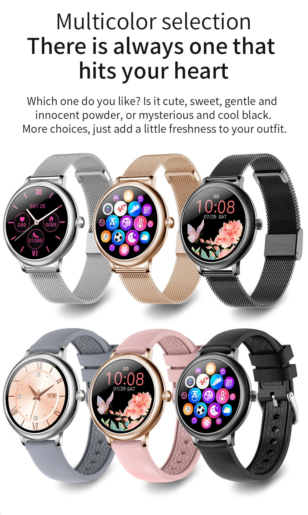 Lady Smart Watch Phone W30 Round Smart Watch Compatible Ios Android Smart Watch Lady Smart Bracelet