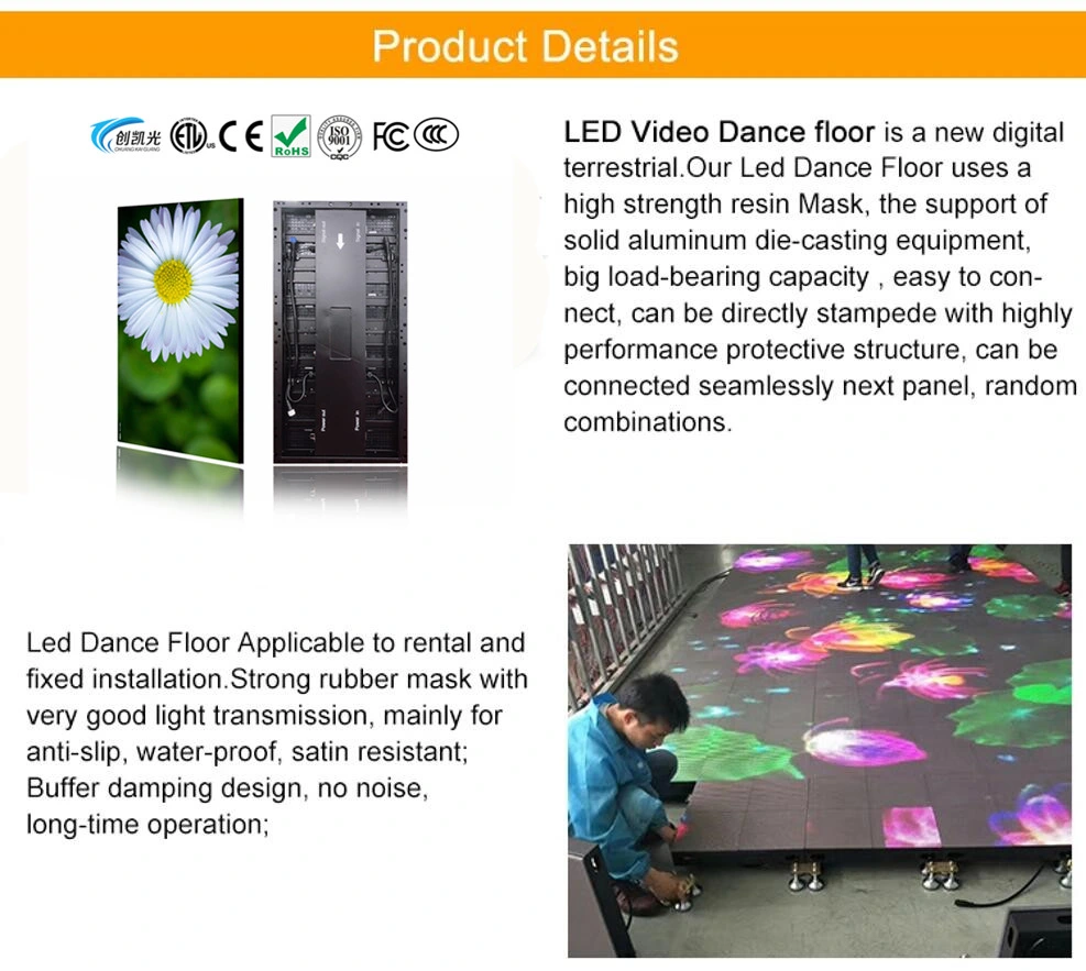 Indoor Outdoor Interactive LED Dance Floor Display for Stage Activites
